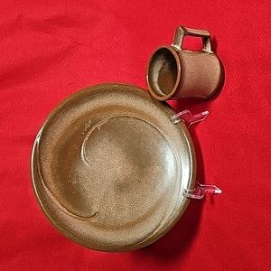 Frankoma 10 plate 4F coffee cup C5 Plainsman Speckled Brown